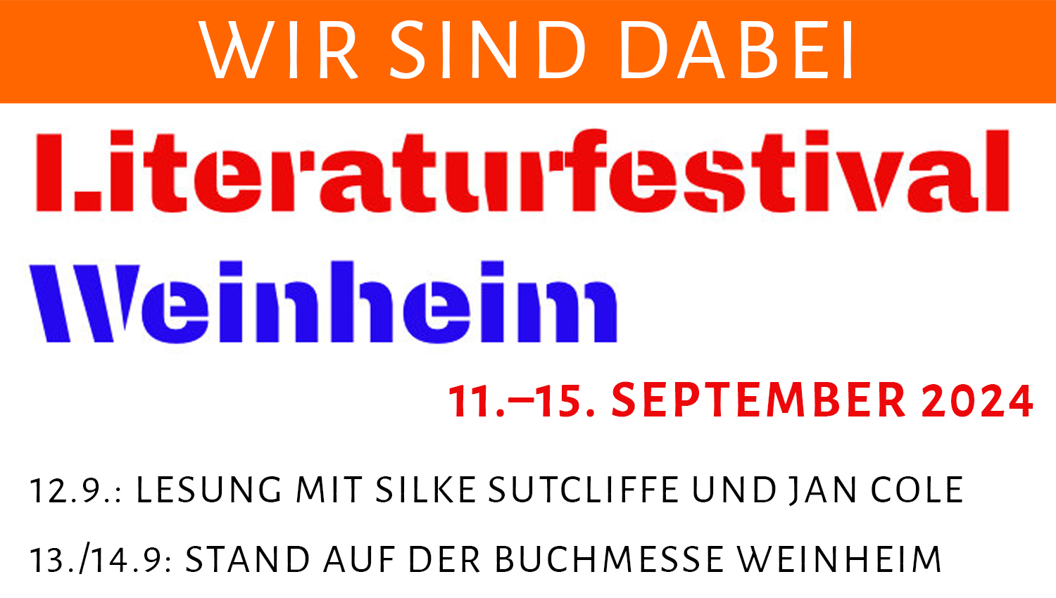 Sliderbild mit Ankündigung Literaturfest Weinheim vom 11. bis zum 15. September 2024